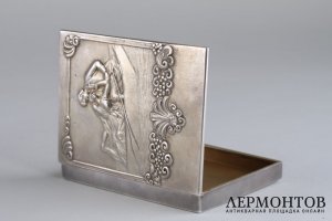 Визитница Свидание. Серебро 84 пробы. Россия, после 1908 г.