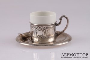 Кофейный набор на 6 персон. Серебро 800. Италия