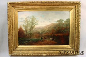 Картина. Пастух. Henri Joseph Pieron. Холст, масло.