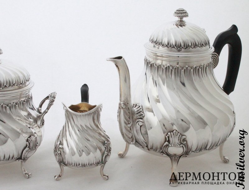 Чайно-кофейный сервиз Lapar. Серебро 950. Франция