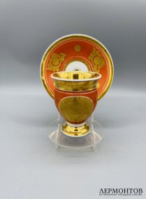 Кофейная пара с лебедями в стиле ампир. Фарфор, роспись, золочение, Западная Европа, 1820–1840 годы