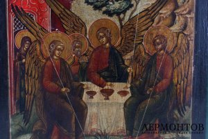 Икона Троица. Дерево, левкас, темпера. Российская империя, XIX век.