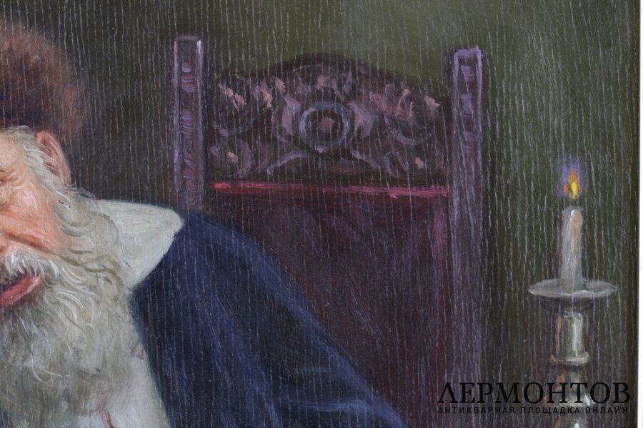 Картина. Раввин за чтением. Художник К. Шевченко. Дерево, масло.