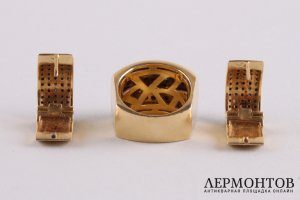 Набор из перстня и серег с черными бриллиантами ок. 4,14 ct. Золото. Бренд Melekkis