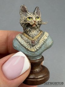 Бюсты «Кот и кошка». Бронза, холодная роспись, Австрия, конец 19 — начало 20 века