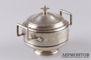 Сахарница Tallois в технике гильоше. Серебро 950 пробы. Франция, начало XX века.