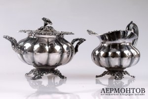 Чайно-кофейный сервиз Veyrat. Серебро 950. Франция