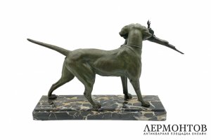 Скульптура Охотничья собака. Франция, Париж, Clovis Edmond Masson, кон.19 в. Шпиатр.