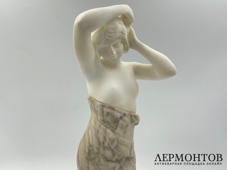 Скульптура Купальщица в ст. Модерн. Австрия, 1900-е гг., Ernst Beck.  Алебастр