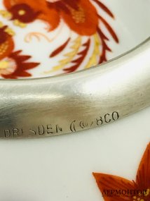 Пепельница «Красный дракон». Фарфор, серебро 800 пробы, Meissen, Германия, 1924–1934 годы