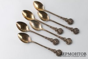 Ложки чайные Виноград. Серебро 916 пробы. СССР, 1960-80е гг.