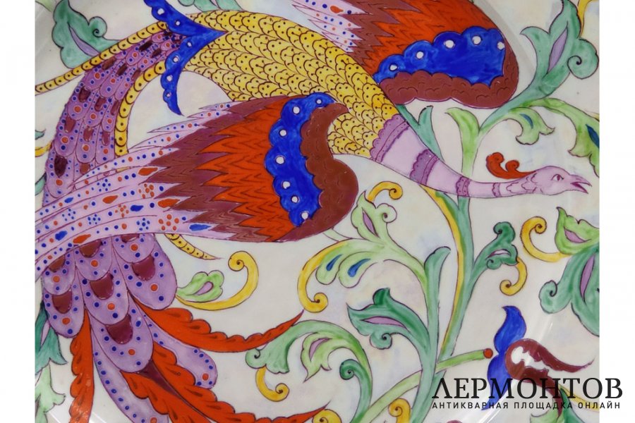Хренов Н.А. Декоративное блюдо Жар-птица. Фарфор, роспись. СССР, Дулево, 1974