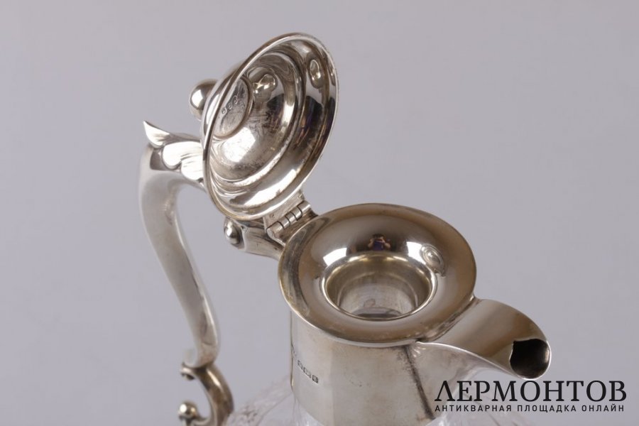 Графин. Серебро 925 пробы, хрусталь. 1901 год. Англия