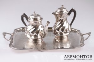 Чайно-кофейный сервиз рококо. Серебро 950. Франция