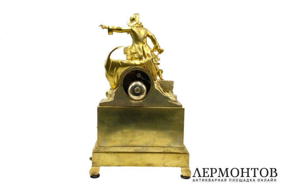 Каминные часы Моряк в стиле Ампир. Франция, 1830-е гг. Бронза, золочение.