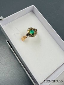 Кольцо с изумрудом и бриллиантами. Золото 585 пробы, современная работа