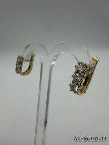 Серьги-дорожки с бриллиантами. Золото 750 пробы