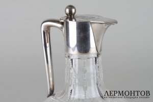 Графин. Серебро 800 пробы, хрусталь. Германия, H.Schapek, начало 20 века.
