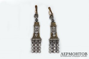 Серьги. Золото 56 пробы. Бриллианты. Российская Империя, XIX .век.