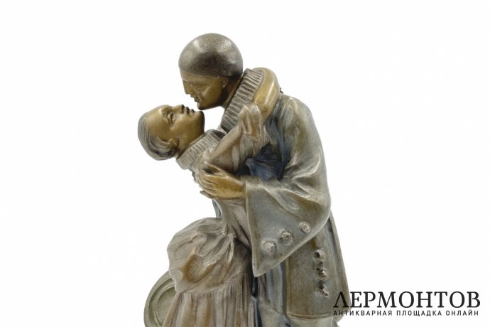 Скульптура Пьеро и Коломбина в стиле Ар Деко. Франция, Париж, 1920-1930-е гг.Шпиатр