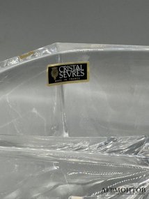 Ромбическая ваза для фруктов с птичками. Хрусталь, Cristal de Sèvres, Франция, 20 век
