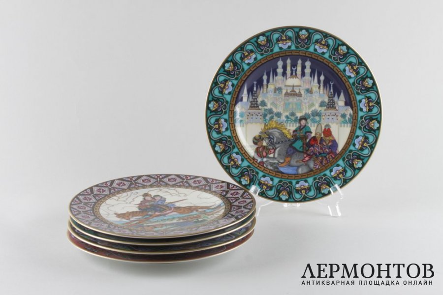 Декоративные тарелки Русские сказки. Германия, фирма Villeroy Boch, худ. Б. Зворыкин.