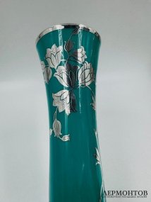 Ваза для цветов в технике silver overlay. Фарфор, серебро, Rosenthal, Германия, 1-я половина 20 века