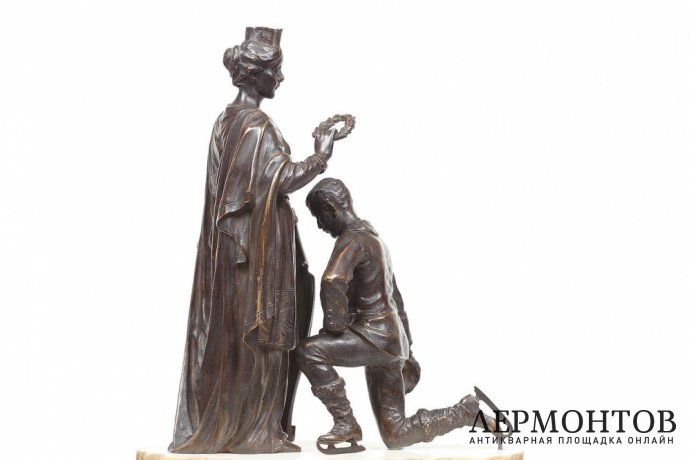 Скульптура Награждение фигуриста. Западная Европа, рубеж 19-20 вв. Бронза, камень.