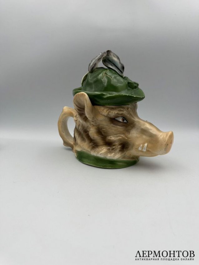 Кружка «Голова вепря». Фаянс, роспись, Кировский завод, СССР, 1930-е годы