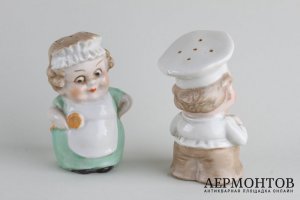Набор для специй Повар и повариха. Фарфор, роспись, Германия, 1910е-30-е гг.