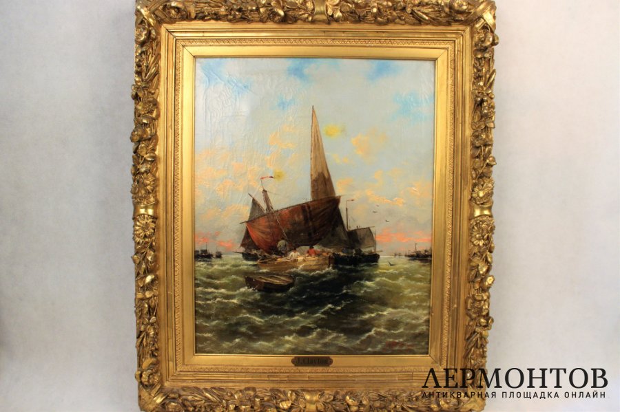Картина. Морской пейзаж. Георг Фишхов. Холст, масло. Германия.