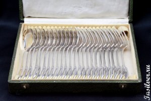 Десертный набор на 12 персон Tallois. Серебро 950. Франция