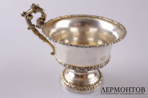 Чашка чайная в стиле барокко. Серебро 950 пробы. Франция
