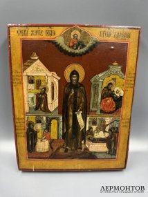 Икона «Житие преподобного Дамиана Целебника». Дерево, темпера, Россия, 19 век
