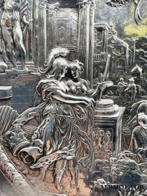 Блюдо с мифологической сценой. Бронза, серебрение, F. Barbedienne, Франция, конец 19 века
