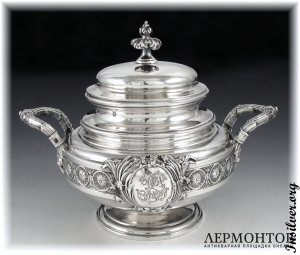 Чайный сервиз с подносом. Серебро 950. Франция