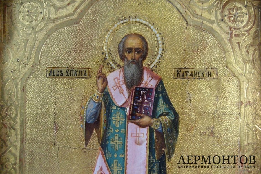 Икона.  Св. Епископ Лев Катанский. Дерево. Российская Империя, XIХ век.