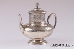 Чайник в стиле ампир. Wilkens, Hamburg. Серебро 800 пробы. Германия
