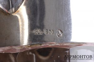 Графин для воды и вина. Серебро 800 пробы, хрусталь. Германия, XX век.