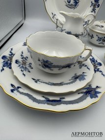 Чайный сервиз тет-а-тет «Синий дракон». Фарфор, роспись, Meissen, Германия, 20 век