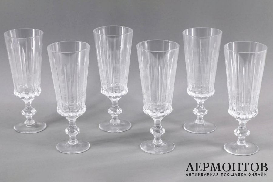 6 бокалов, Гвардейские. Хрусталь. СССР, Красный май, 1960-70е гг.