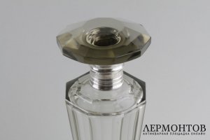 Графин гранeный в стиле art deco. Стекло, литье, серебро 800. Богемия, 1930-е годы.