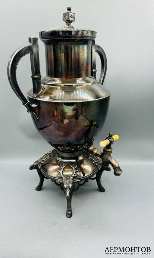Бульотка с оленями. Металл, серебрение, Meriden Silver Plate Co., США, конец 19 века