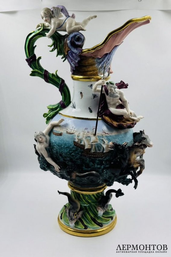 Кувшин «Вода» из серии «Четыре стихии». Фарфор, роспись, золочение, Meissen, скульптор И. И. Кендлер, Германия, 2-я половина 19 века