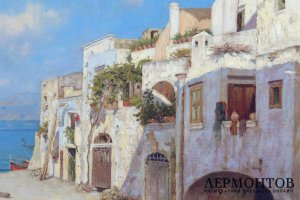 Картина Итальянский пейзаж, рыбаки в Неаполе. 1890 - 1900е гг. Холст, масло.