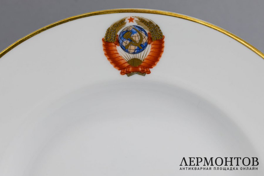 6 тарелок, Кремлевский сервиз. Фарфор. СССР, ЛФЗ, 1960-70е гг.