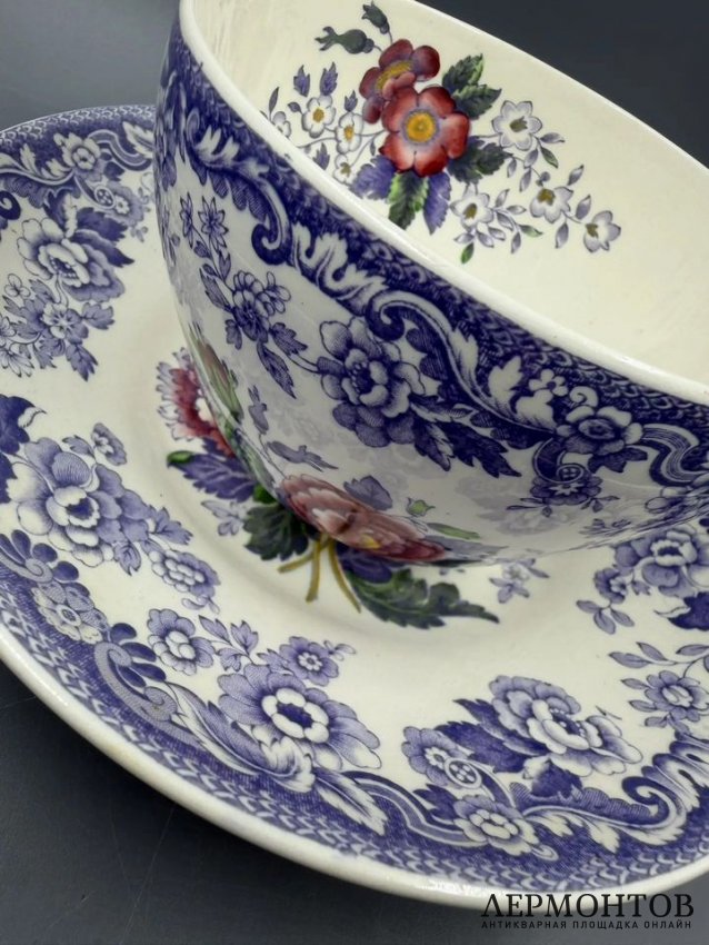 Чайная пара «Mayflower». Фаянс, роспись, Copeland Spode, Англия, 1920–1940 годы