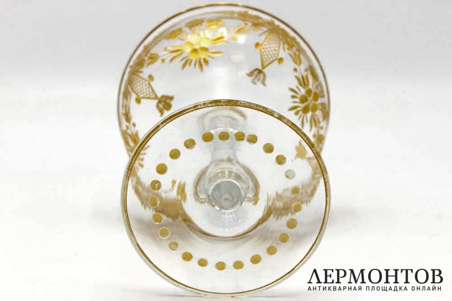Ваза, конфетница Цветы. Стекло, резьба, золочение. Европа, 1900-1930е гг.