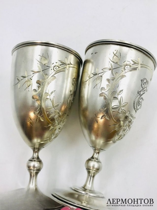 Парные свадебные фужеры. Серебро 84 пробы, Россия, 1899–1908 годы