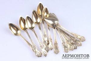 Набор чайных ложек C.B. Серебро 800. Франция